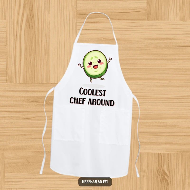 Funny Cucumber Apron: A cheerful cucumber slice spins gracefully, ready to add cool humor to any cooking session.