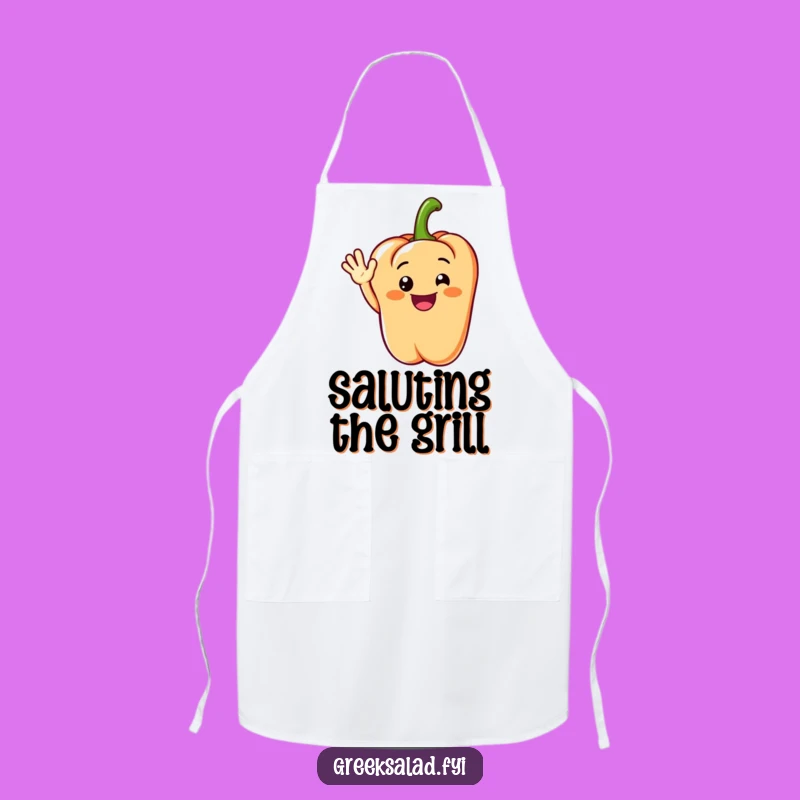 Funny Grinning Pepper Apron: Cook with a Cheerful Wave