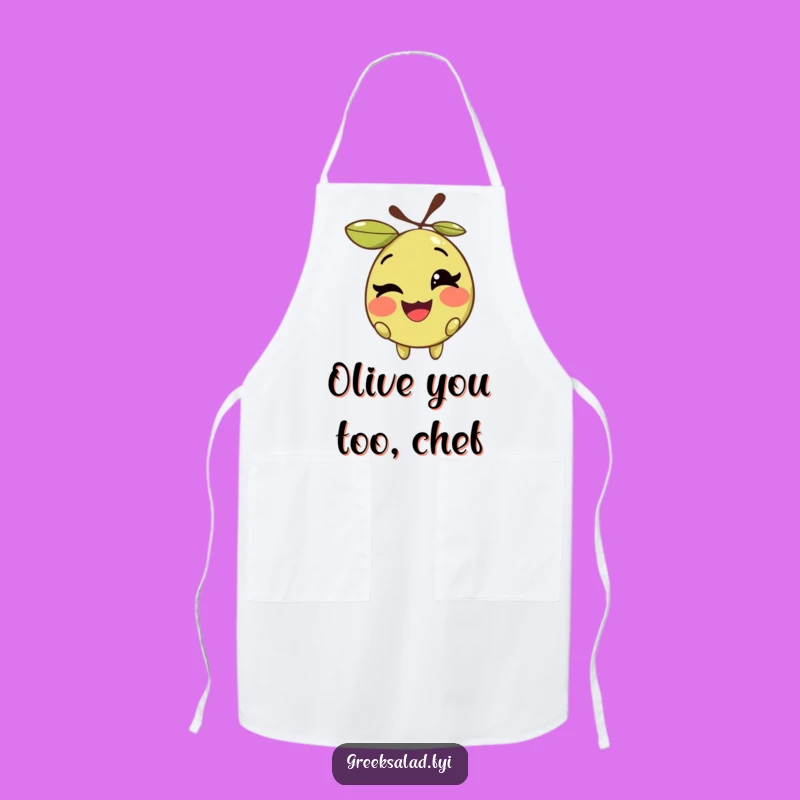 Funny Winking Olive Apron - Cook with Playful Puns