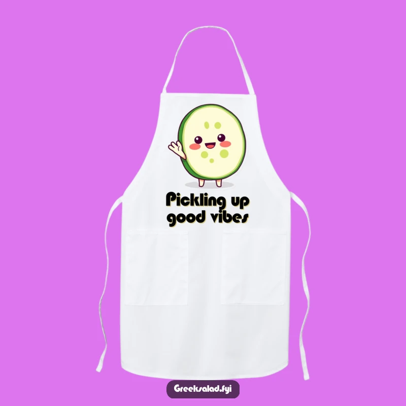 Funny Cucumber Apron: Cheerful Waving Veggie Kitchen Fun Gift
