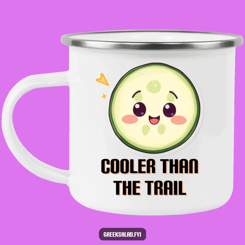 Funny Cucumber Slice Wink Camping Mug - Adventure-Ready Veggie Humor