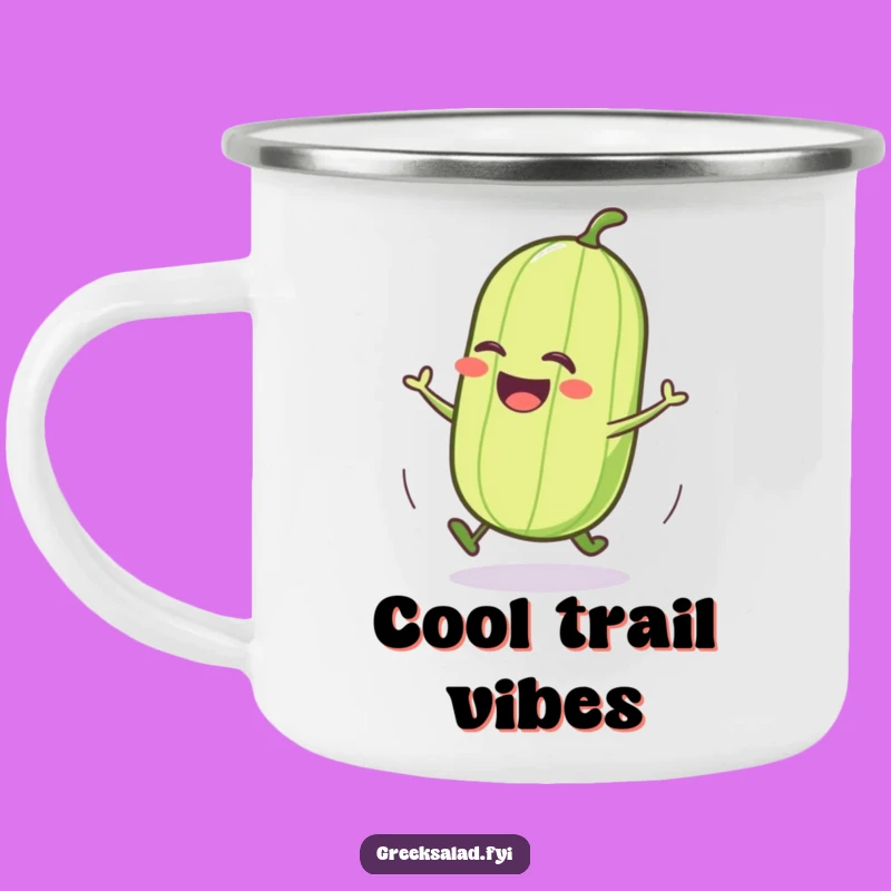Funny Cucumber Roll Camping Mug, Hilarious Veggie Character for Outdoor Fun