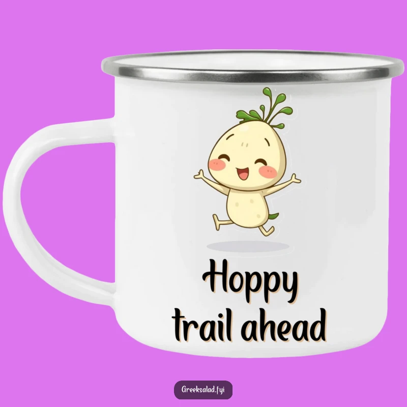 Funny Dill Sprig Hopping Camping Mug: Outdoor Herb Character Cup, Great Funny Gift!