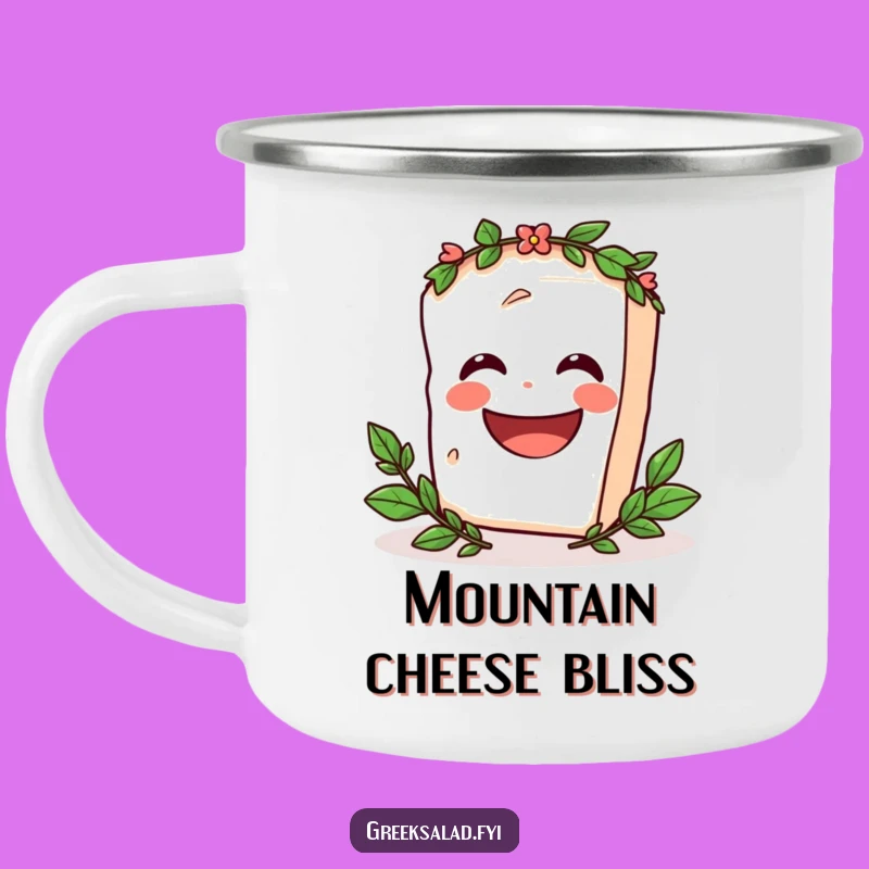 Funny Feta Spin Camping Mug - Enamel Laughing Cheese Mug, Perfect Funny Gift for Campers