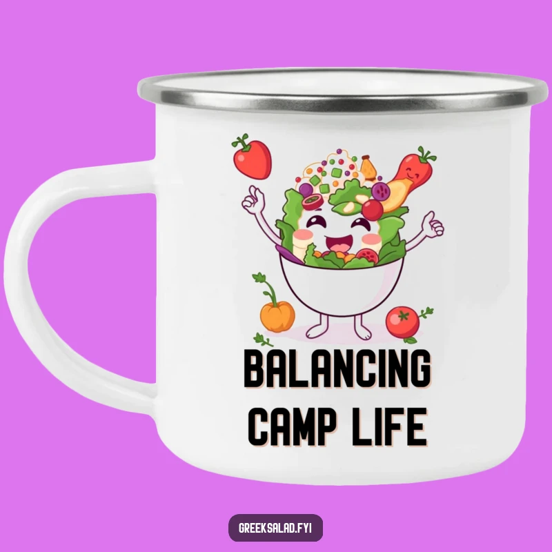 Funny Greek Salad Bowl Camping Mug: Balanced Brews for Outdoor Fun