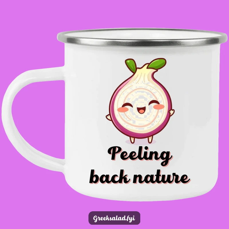 Funny Onion Camping Mug: Giggling Red Outdoor Gift