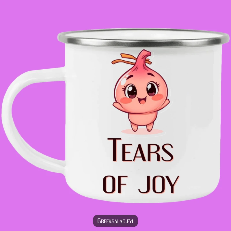 Funny Red Onion Camping Mug, Hilarious Spinning Character for Outdoor Adventures
