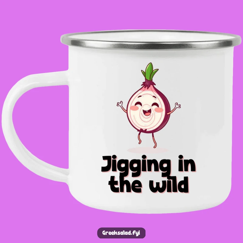 Funny Red Onion Jig Camping Mug - Durable Dance Fun, Outdoor Humor Gift
