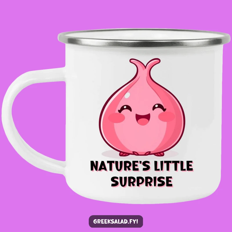 Funny Red Onion Peek Camping Mug - Outdoor Adventures with Veggie Laughs