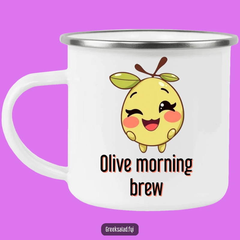 Funny Winking Olive Camping Mug - Puns & Playfulness Outdoors