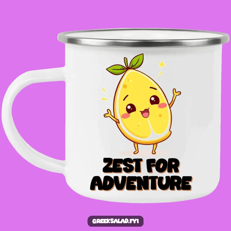 Funny Lemon Wedge Zest Camping Mug: Outdoor Citrus Character Cup, Great Funny Gift!