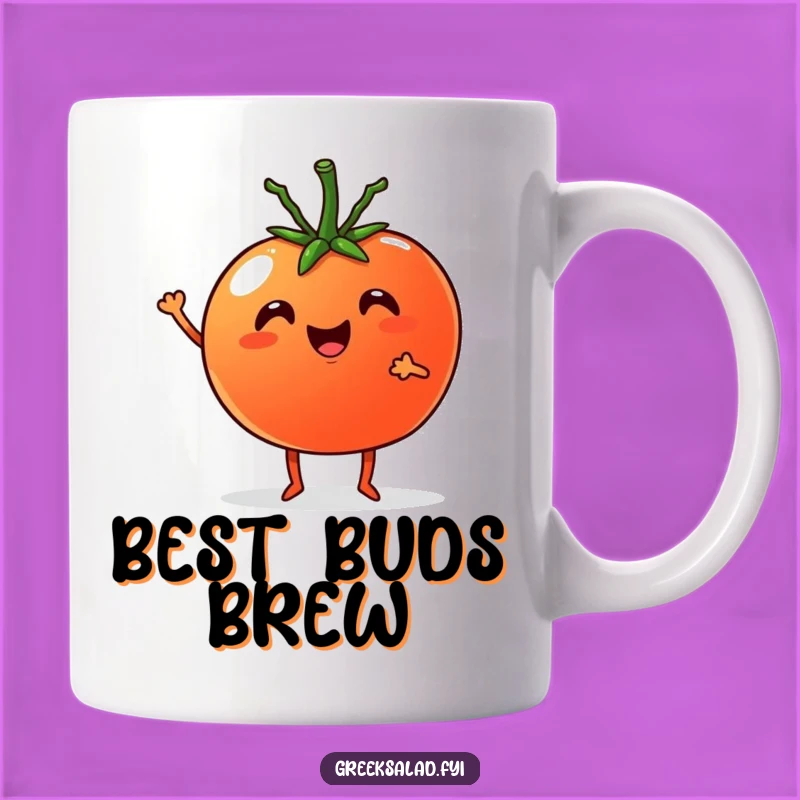 Funny Veggie Pals Mug: Tomato Cheering With Cucumber, Hilarious Foodie Gift