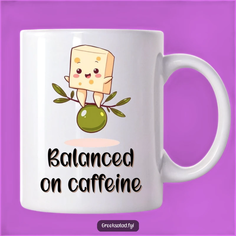 Funny Feta Olive Balance Mug - Gourmet Comedy, Perfect Funny Gift For Foodies