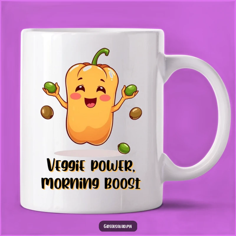 Funny Juggling Pepper Mug: Playful Bell Pepper Olives, Perfect Humorous Gift