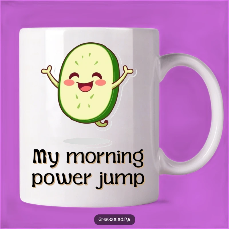 Funny Jumping Cucumber Slice Mug - Energetic Veggie Humor, Perfect Gift Idea