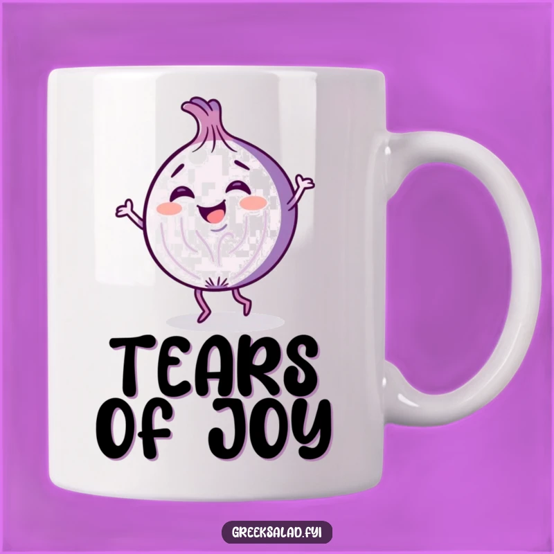 Funny Onion Slice Dancing Mug: A Hilarious Cartoon Gift for Kitchen Fun