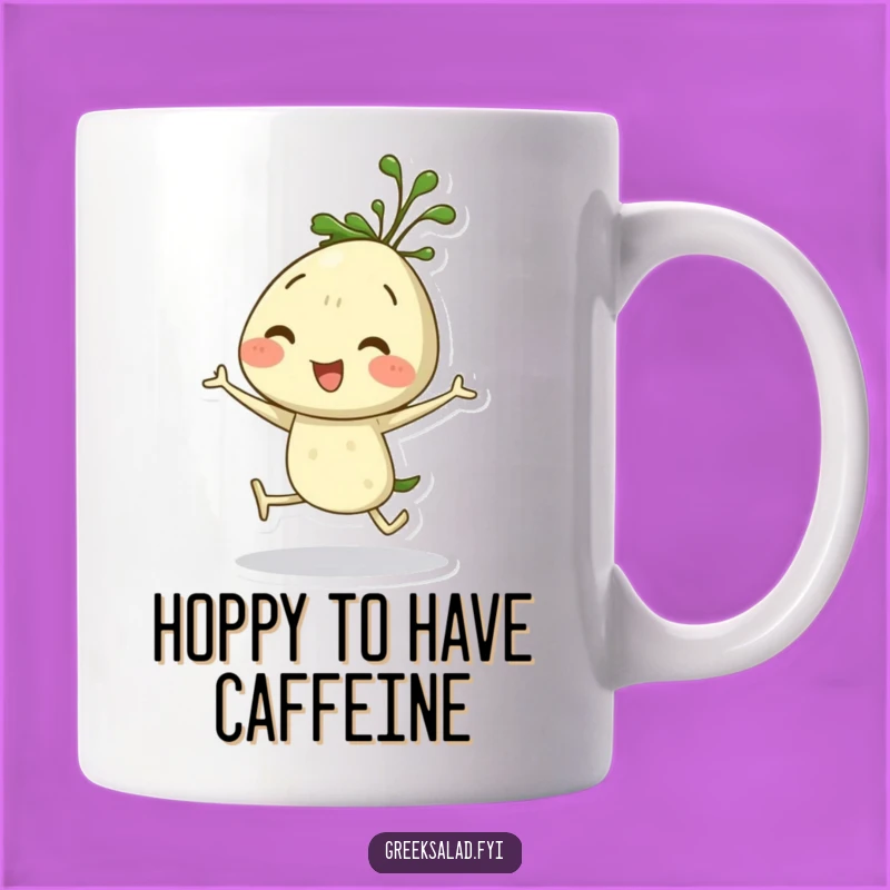 Funny Dill Sprig Hopping Mug: Joyful Herb Character, Perfect Funny Gift for Foodies!