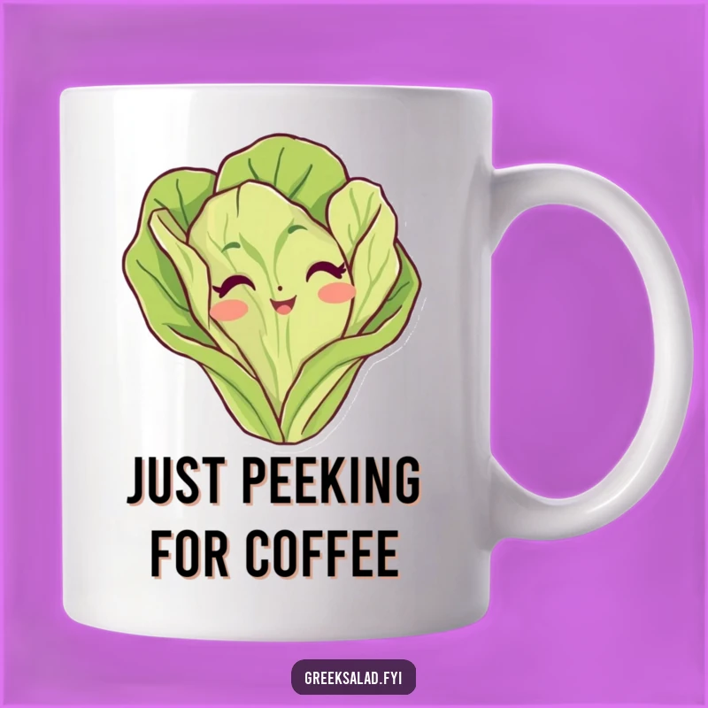 Funny Lettuce Leaf Peeking Mug: Hilarious Vegetable Character, Perfect Gift for Salad Lovers!