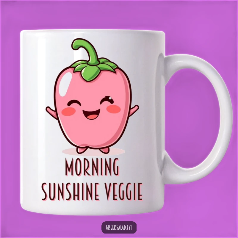 Funny Cheerful Bell Pepper Mug: Start Your Day with a Smiling Vegetable!