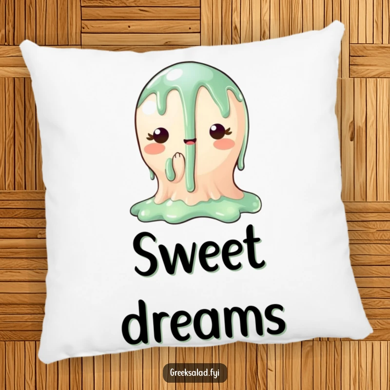 Funny pillow featuring a charming balsamic glaze character dripping, offering plush comfort and a sophisticated, humorous touch.