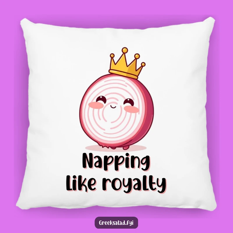 Funny Blushing Onion Crown Pillow: Cozy Royal Comfort