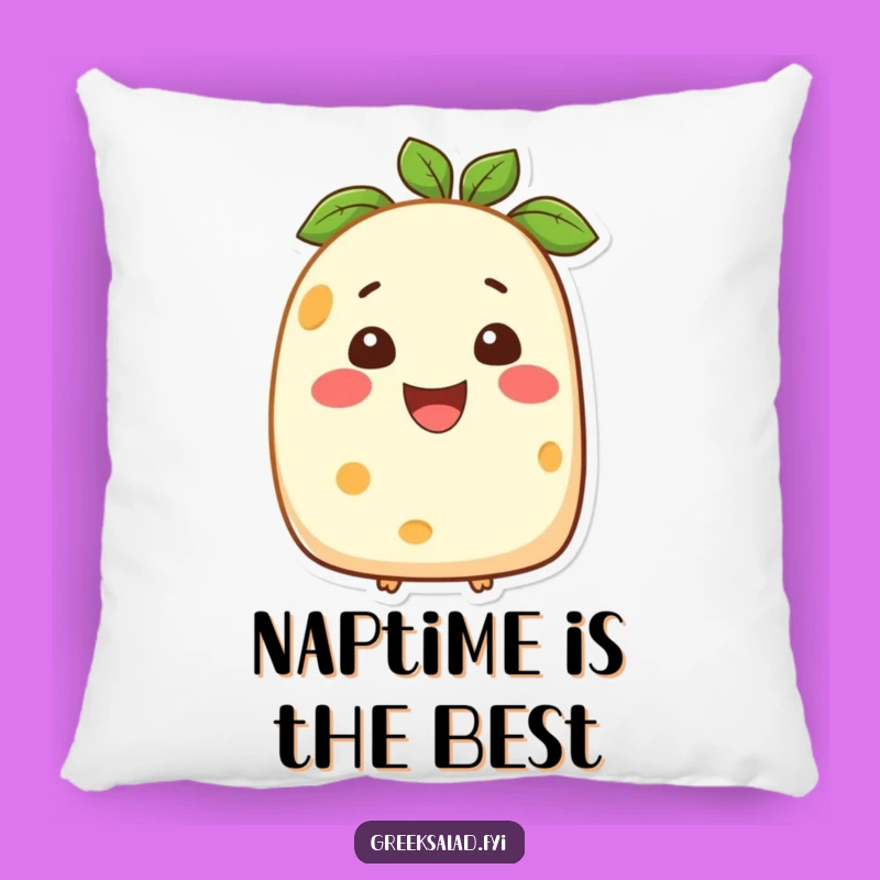 Funny Feta Cheese Smiling Pillow: Cozy Comfort with a Cheesy Grin