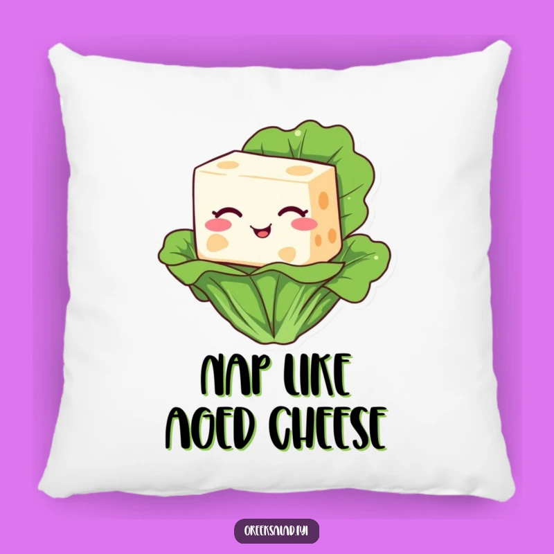 Funny Feta Cheese Winking Pillow: Plush Comfort with a Cheesy Cartoon Twist