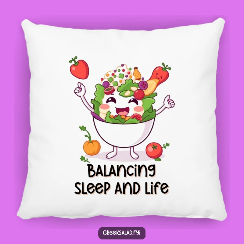 Funny Greek Salad Bowl Pillow: Cozy Up with Balanced Comfort