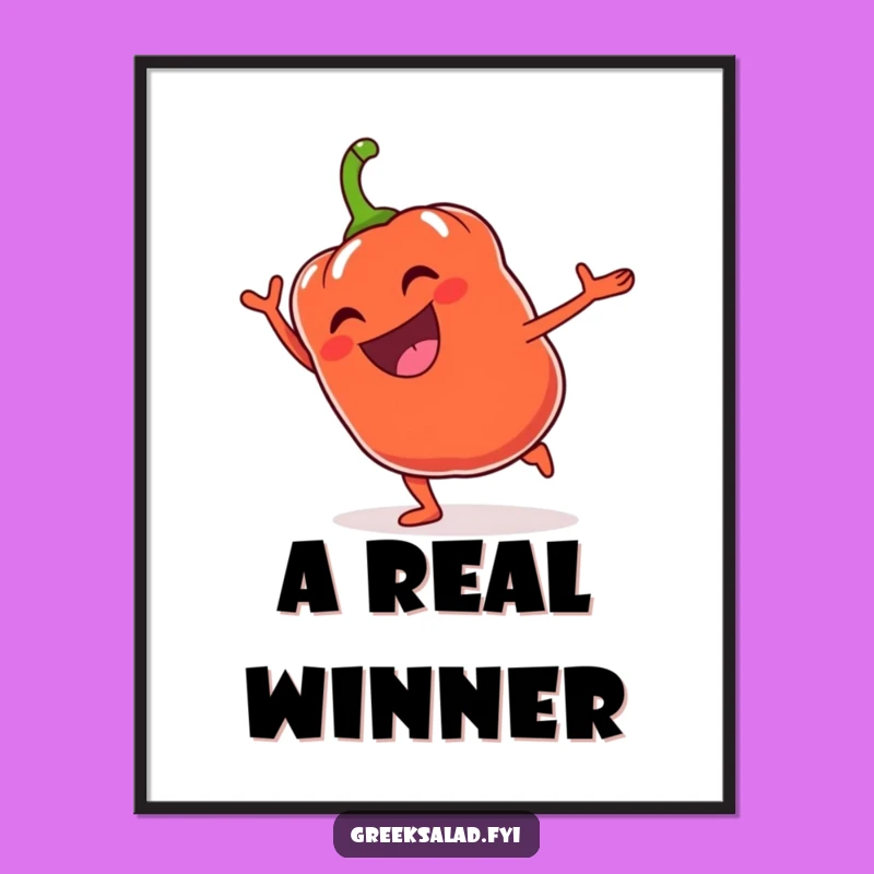 Funny Bell Pepper Cartwheel Digital Print - Instant Energy Decor, Quirky Humor Gift