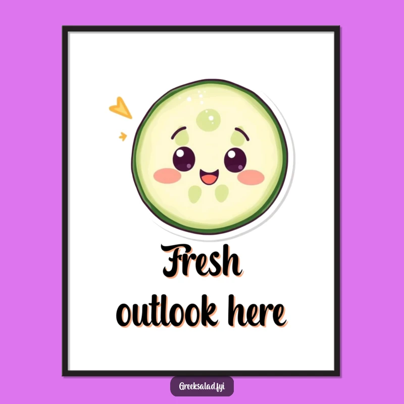 Funny Cucumber Slice Wink Digital Art - Instant Veggie Laugh for Your Space
