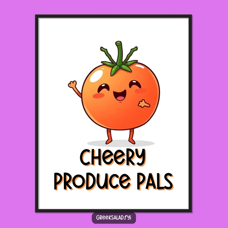 Funny Digital Art Print: Veggie Pals Tomato & Cucumber, Hilarious Gift