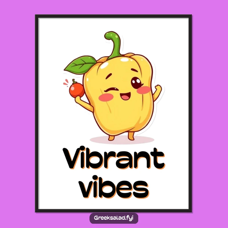 Funny Happy Bell Pepper Digital Art: Cheerful Vector Graphic, Perfect Humorous Gift