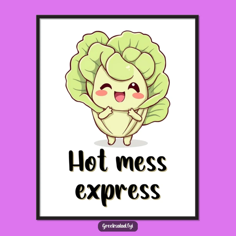 Funny Lettuce Leaf Digital Art - Delightful Fanning Veggie Print, Instant Funny Gift