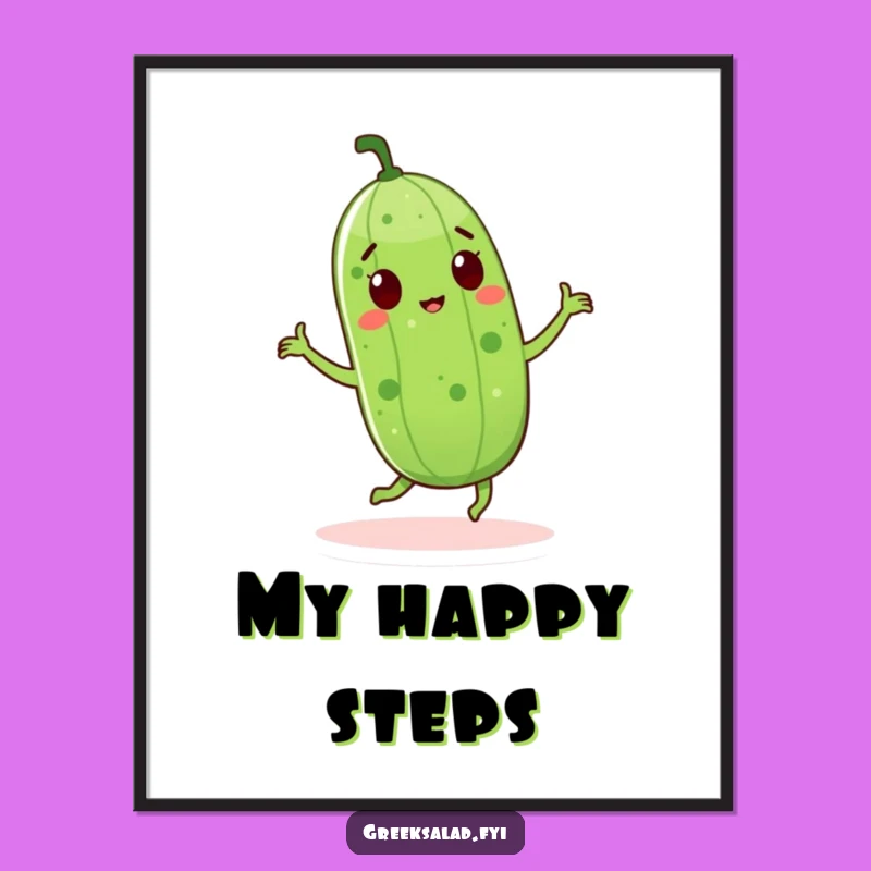 Funny Cucumber Dance Digital Art: Lively Veggie Vibes for Walls