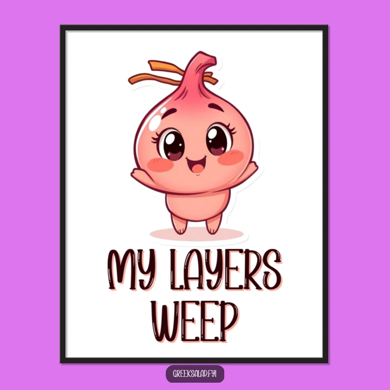 Funny Red Onion Digital Art, Hilarious Spinning Character for Instant Wall Decor