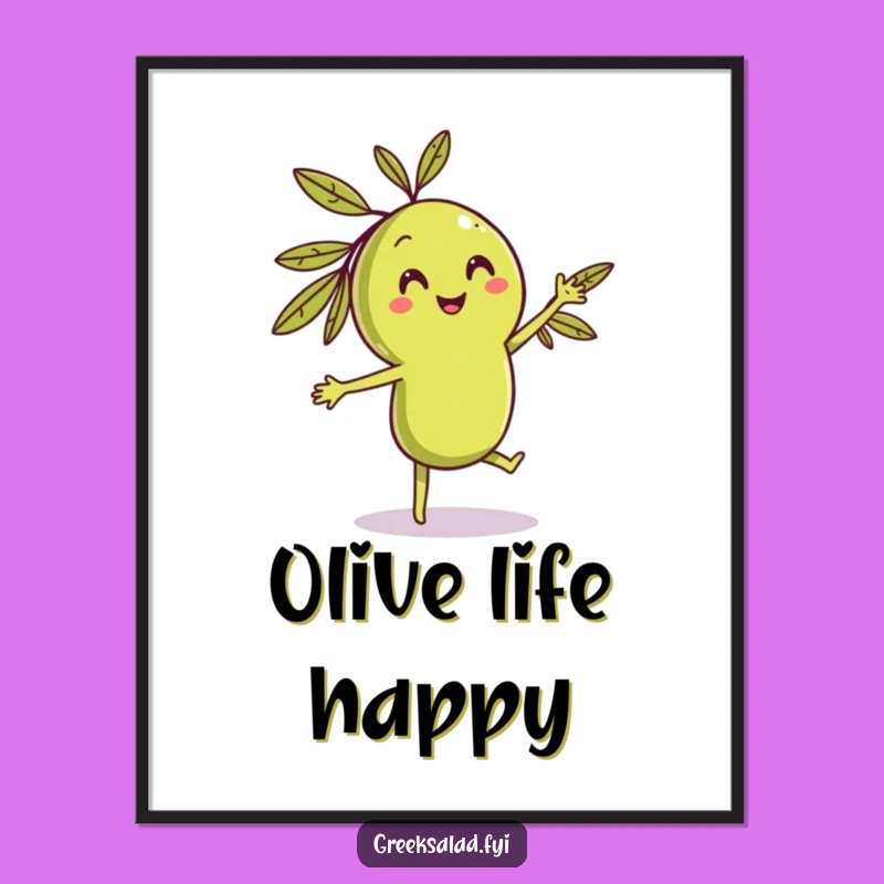 Funny Dancing Olive Digital Art, Hilarious Food Print for Instant Cheer