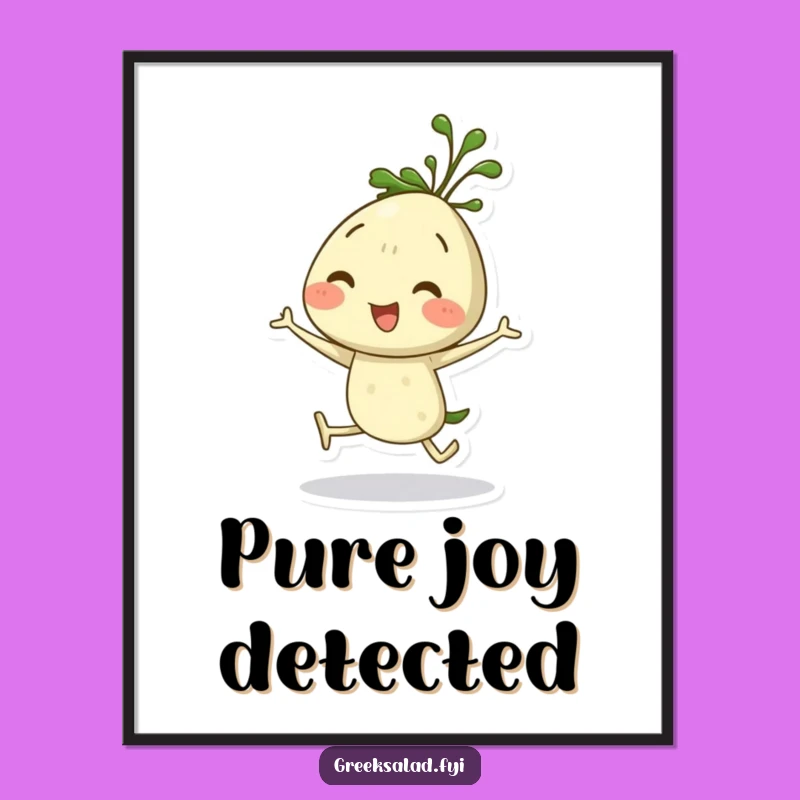 Funny Dill Sprig Hopping Digital Art: Humorous Herb Character Print, Great Funny Gift!