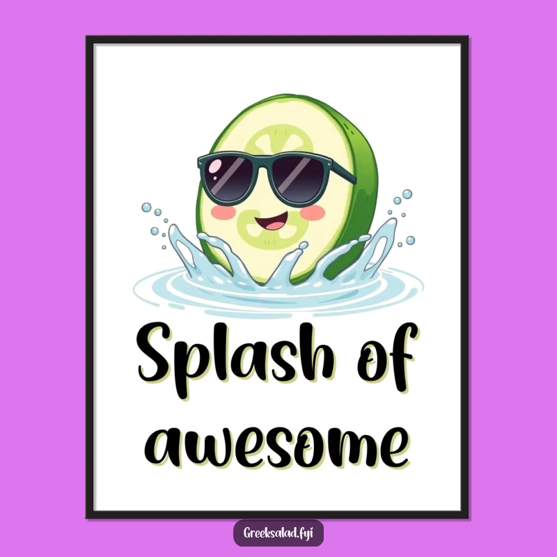 Funny Cucumber Sunglasses Digital Print - Instant Splash Decor, Quirky Humor Gift Download