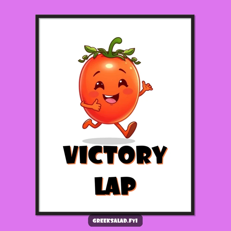 Funny Jogging Tomato Digital Print: Instant Healthy Humor Wall Art Gift