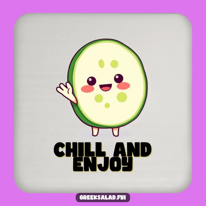 Funny Cucumber Coaster: Cheerful Waving Veggie Drink Protector Gift