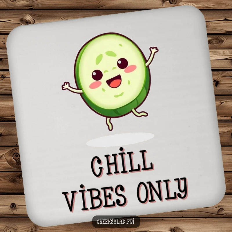 Funny Cucumber Coaster: A cheerful cucumber slice spins gracefully, ready to protect your surfaces with cool style.