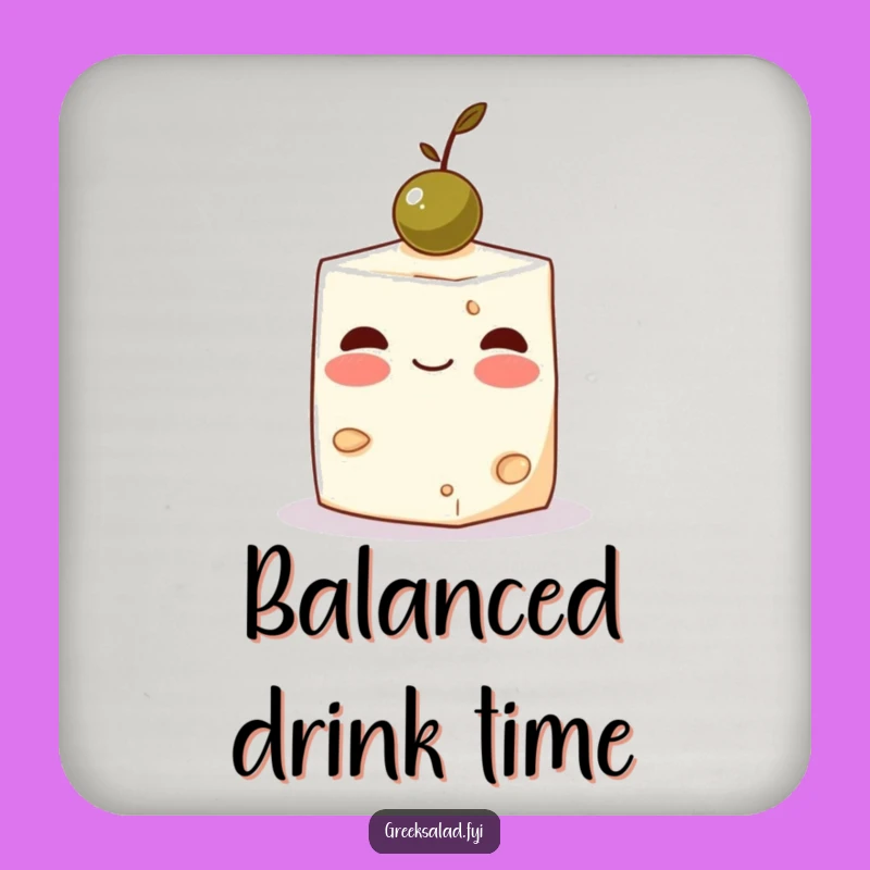 Funny Feta Cheese Olive Coaster - Protect Surfaces with Charm, Cute Humor Gift Set