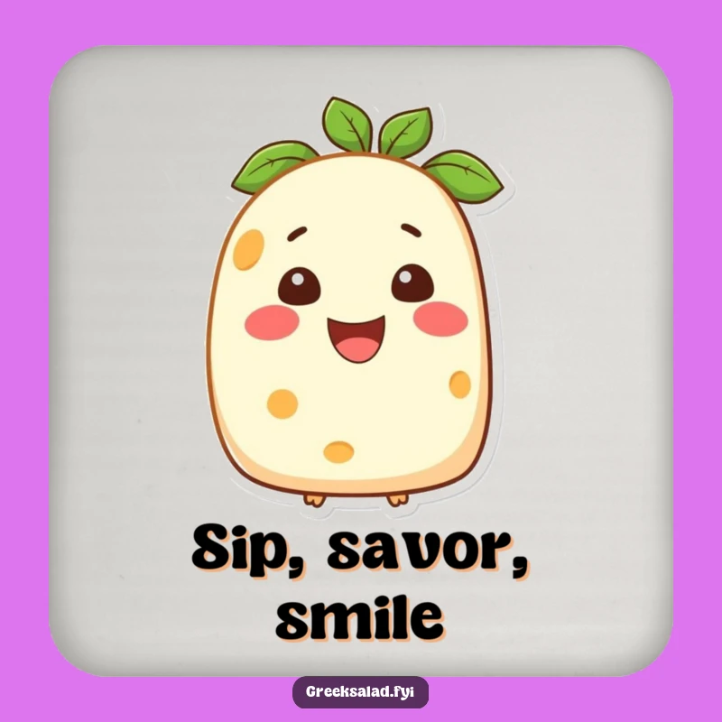 Funny Feta Cheese Smiling Coaster: Protect Surfaces with Cheesy Charm