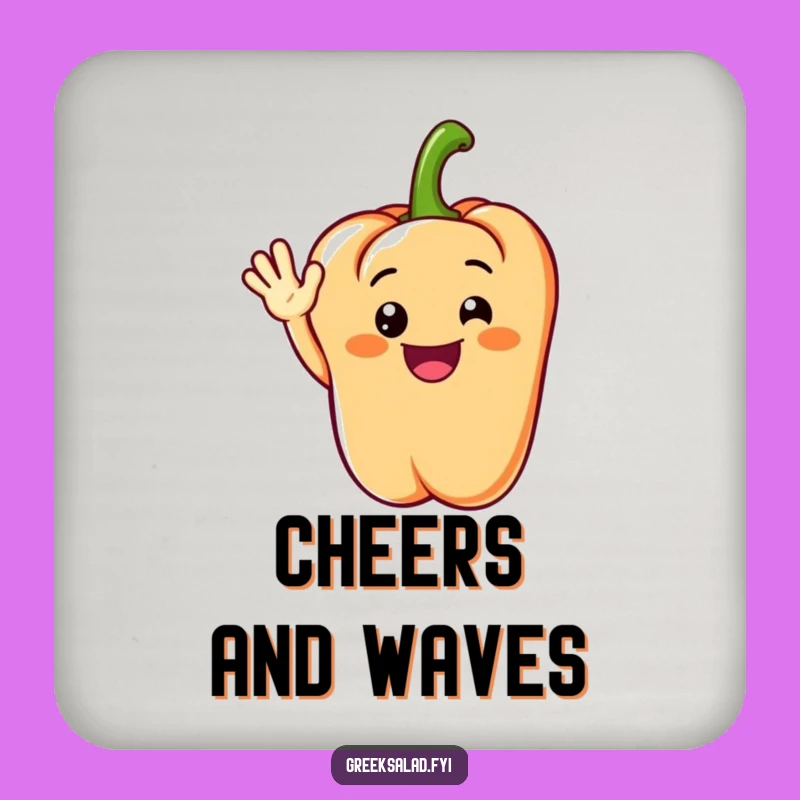 Funny Grinning Pepper Drink Coaster: Protect Surfaces with a Cheerful Wave