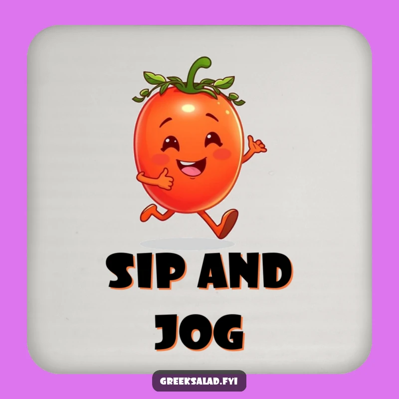 Funny Jogging Tomato Coaster Set: Protect Surfaces with Healthy Fun Gift