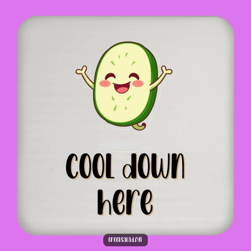Funny Jumping Cucumber Slice Coaster - Protect Surfaces with Veggie Humor