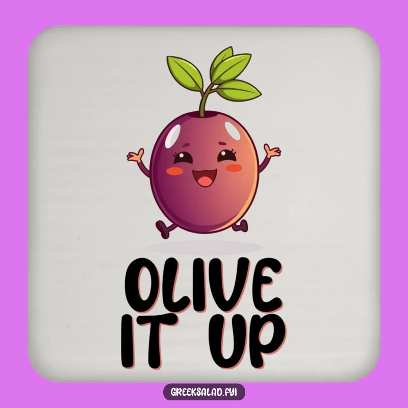 Funny Kalamata Olive Coaster - Protect Surfaces with Humorous Hop Art