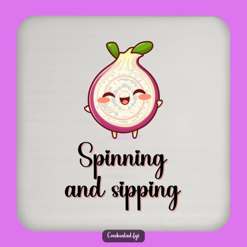 Funny Onion Coaster: Giggling Red Drink Protector Gift