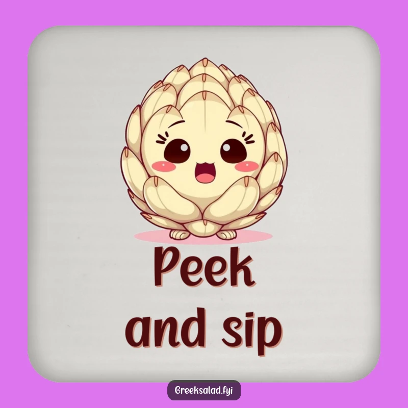 Funny Surprised Artichoke Heart Coasters: Protect Surfaces with Veggie Surprise