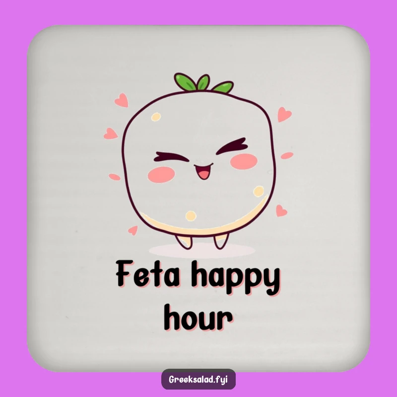 Funny Winking Feta Drink Coaster, Hilarious Cheese Decor for Table Protection